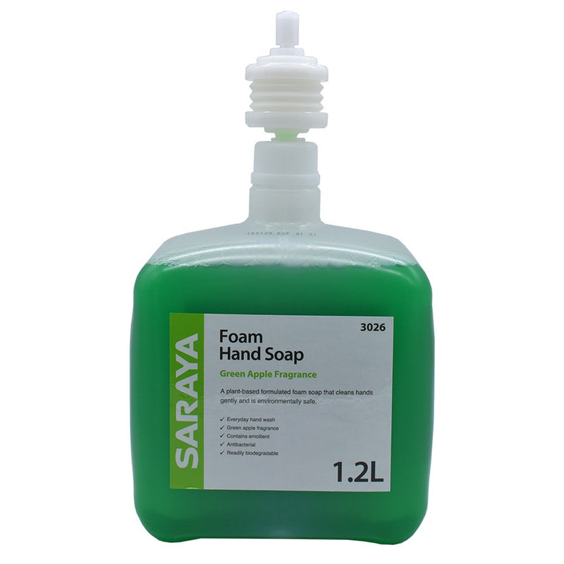 The Saraya Foam Hand Soap Green Apple Fragrance 1.2 Litre