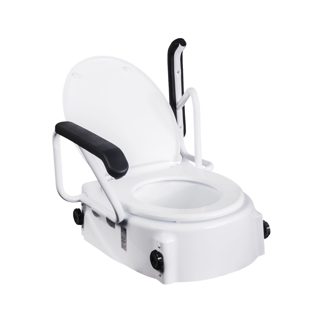 Adjustable Raised Toilet Seat with Armrests