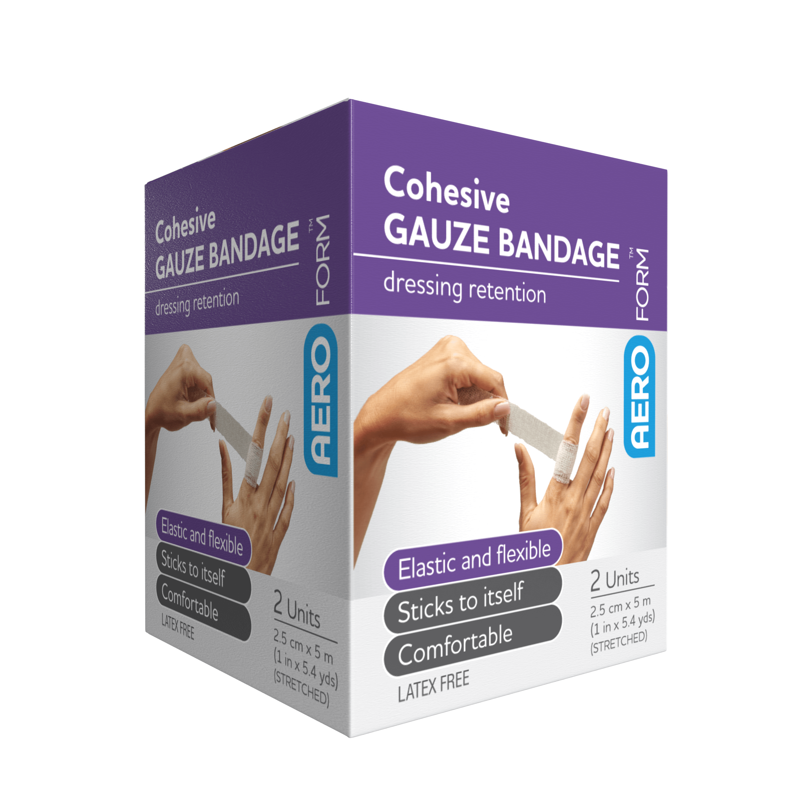 AeroForm Cohesive Gauze Bandage 2.5cm x 5M 2pk