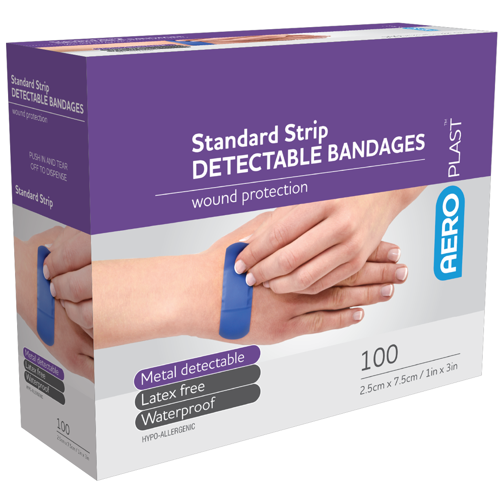 AEROPLAST Standard Detectable Strips 7.5 x 2.5cm Box/100 Min Order: 12