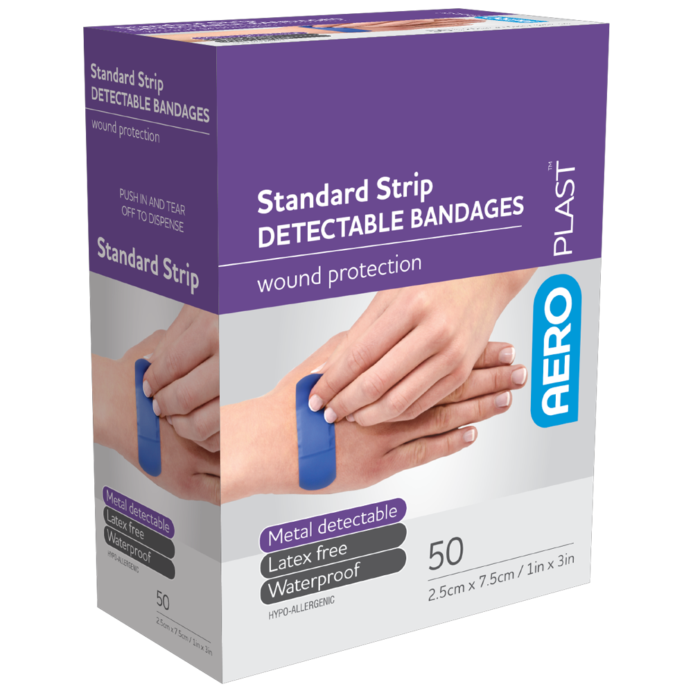 AEROPLAST Standard Detectable Strips 7.5 x 2.5cm Box/50 Min Order: 12