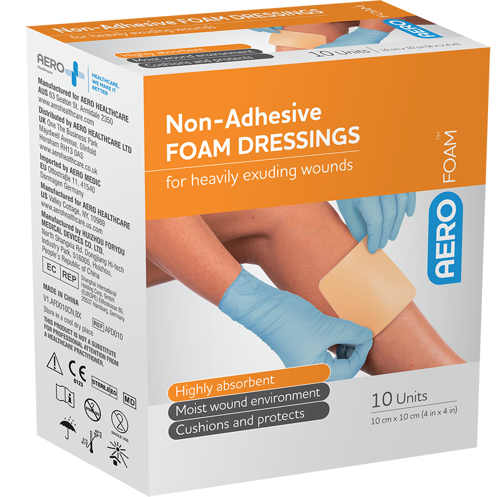 AEROFOAM Non-Adhesive Foam Dressing 10 x 10cm Box/10