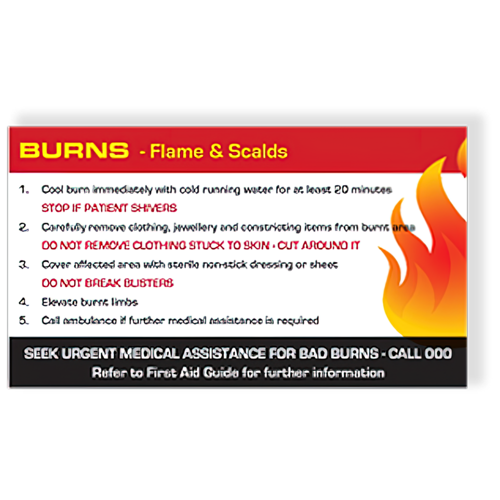 AEROGUIDE Burns First Aid Card (Box of 10)