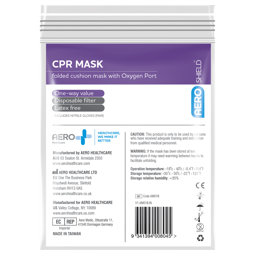 AEROMASK CPR Mask in Clear Bag