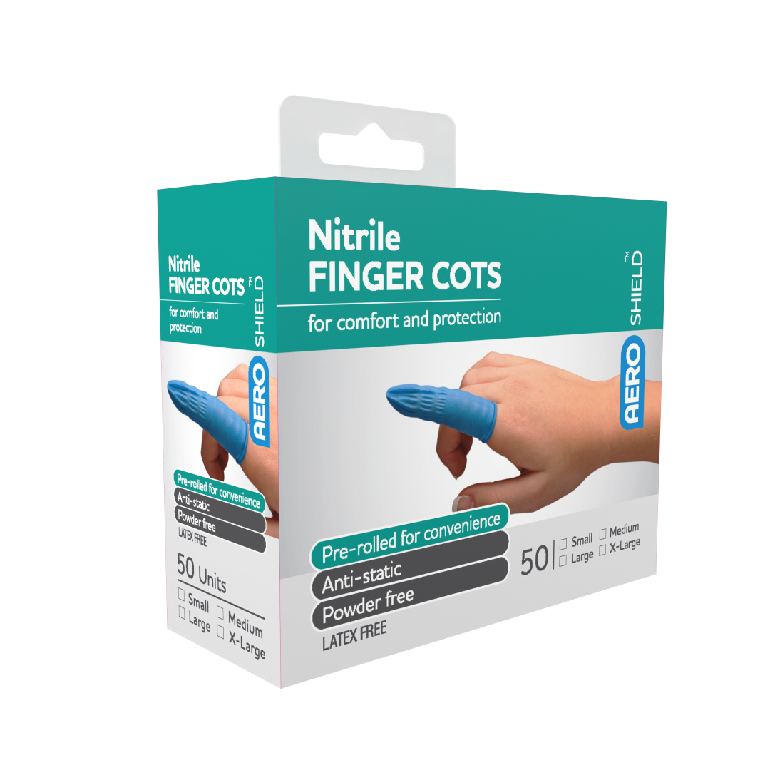 AEROSHIELD Large Nitrile Finger Cots Box/50