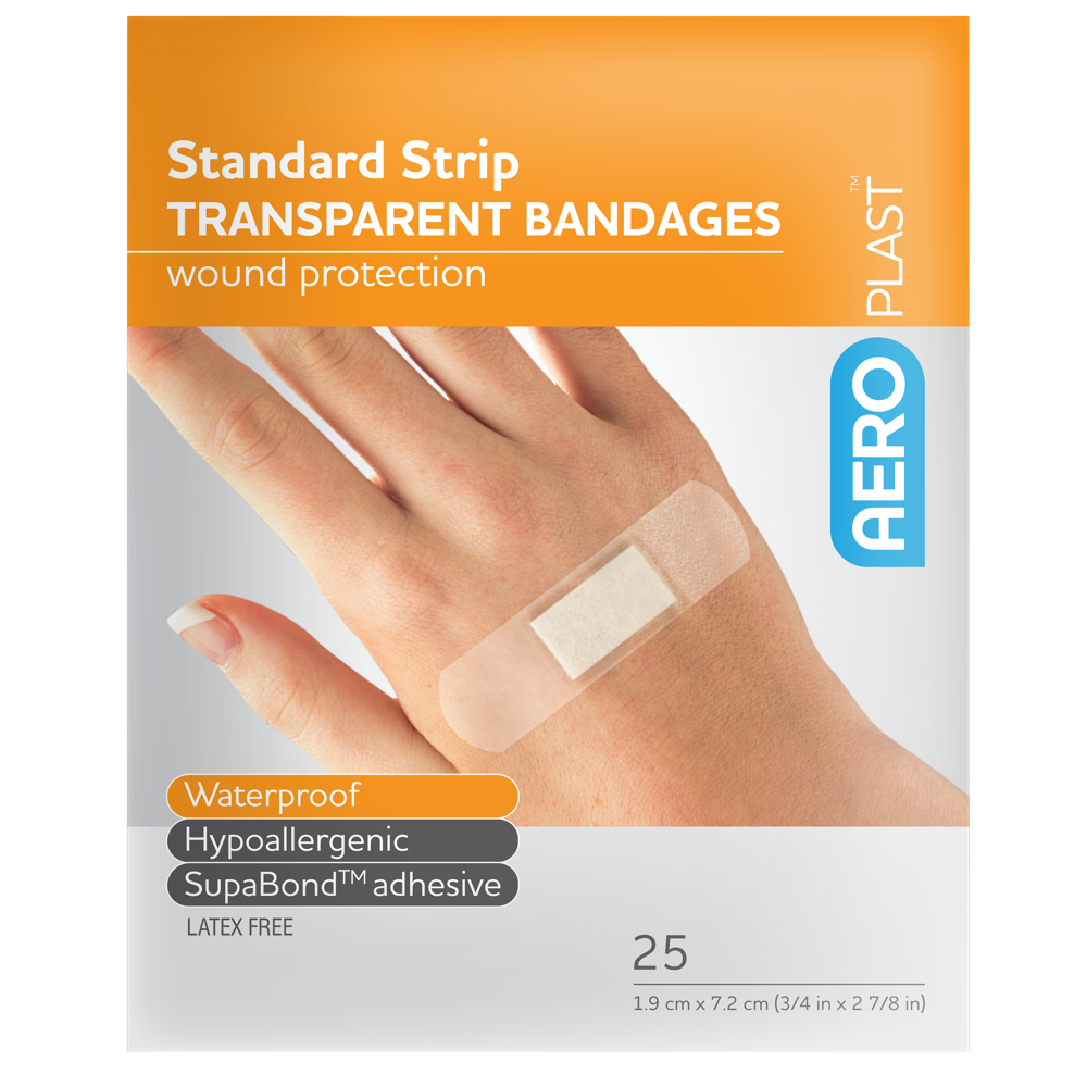 AEROPLAST Transparent Standard Strip 7.2 x 1.9cm Env/25 Min Order: 20