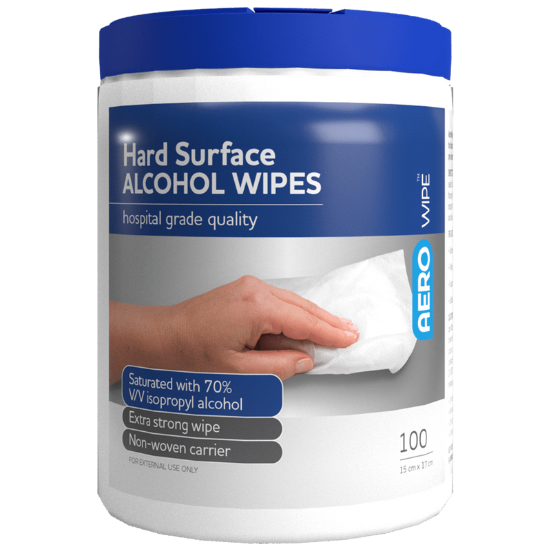 The AEROWIPE 70% Isopropyl Alcohol Hard Surface Wipes Tub/100