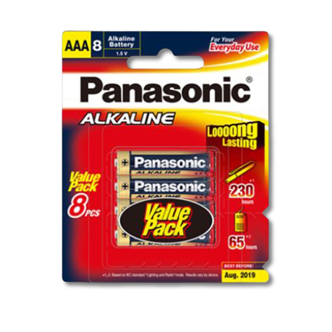 Battery Panasonic Alkaline Size AAA Pack of 8