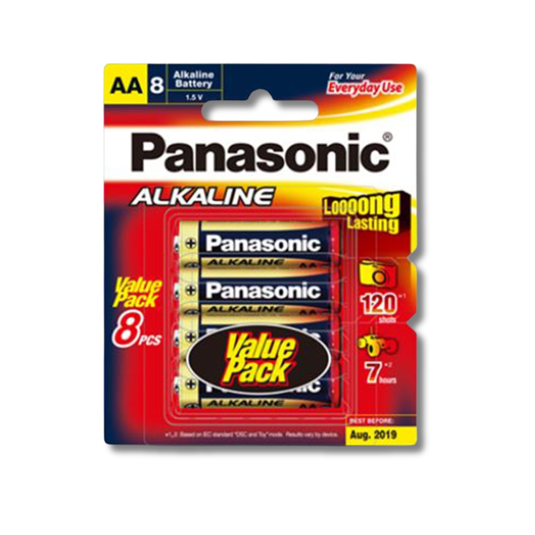 Battery Panasonic Alkaline Size AA Pack of 8