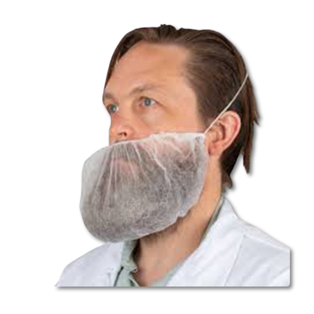 Beard Cover Disposable White Ear Loop L/Free B100