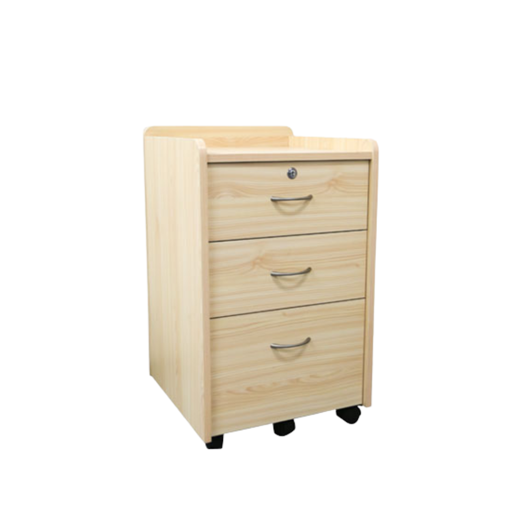 Bedside Locker - Three Drawer Beechwood - Beds and Bedroom Equipment - NDIS
