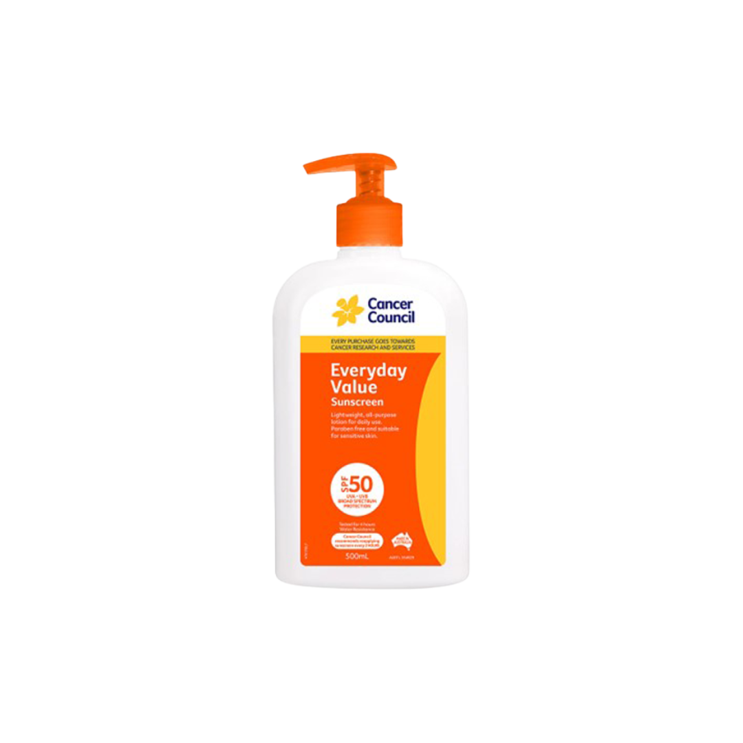 CANCER COUNCIL SPF50 Everyday Value Sunscreen Pump 500mL- Personal Protection - PPE - NDIS