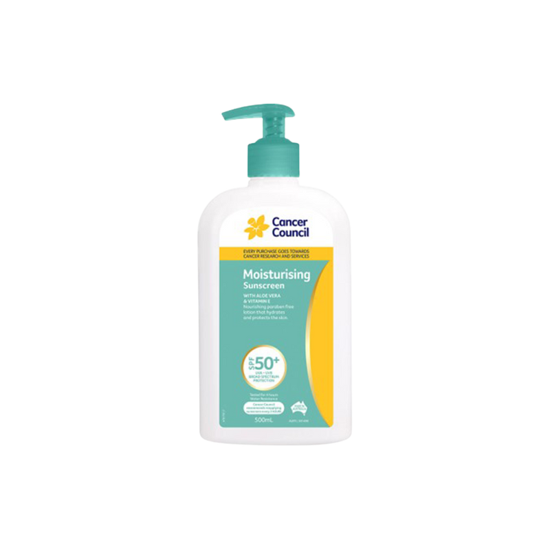 The CANCER COUNCIL SPF50+ Moisturising Sunscreen Pump 500mL (Box of 12)