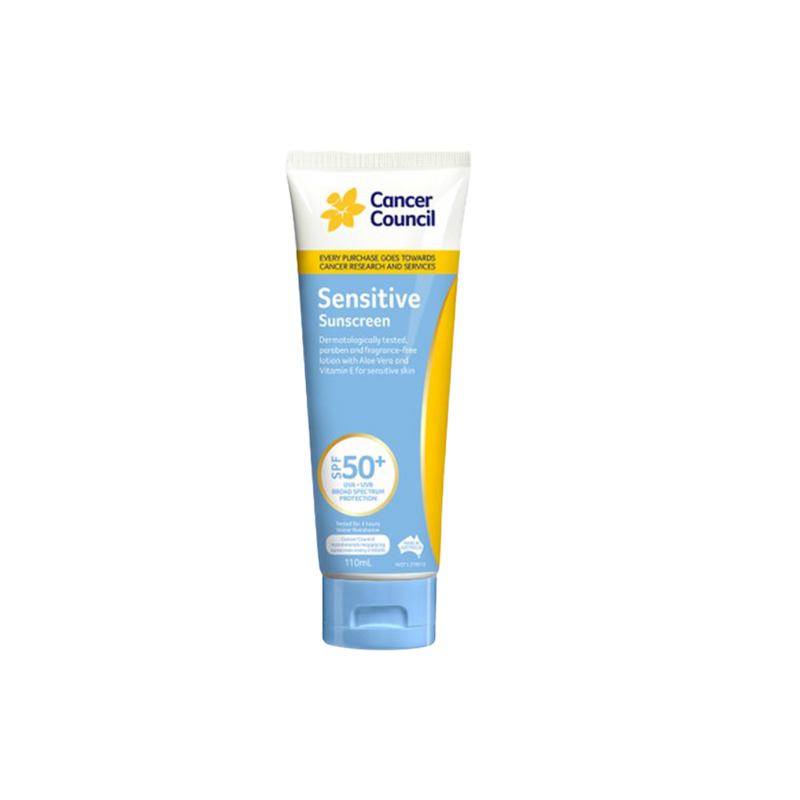 The CANCER COUNCIL SPF50+ Sensitive Sunscreen Tube 110mL (Box of 24)