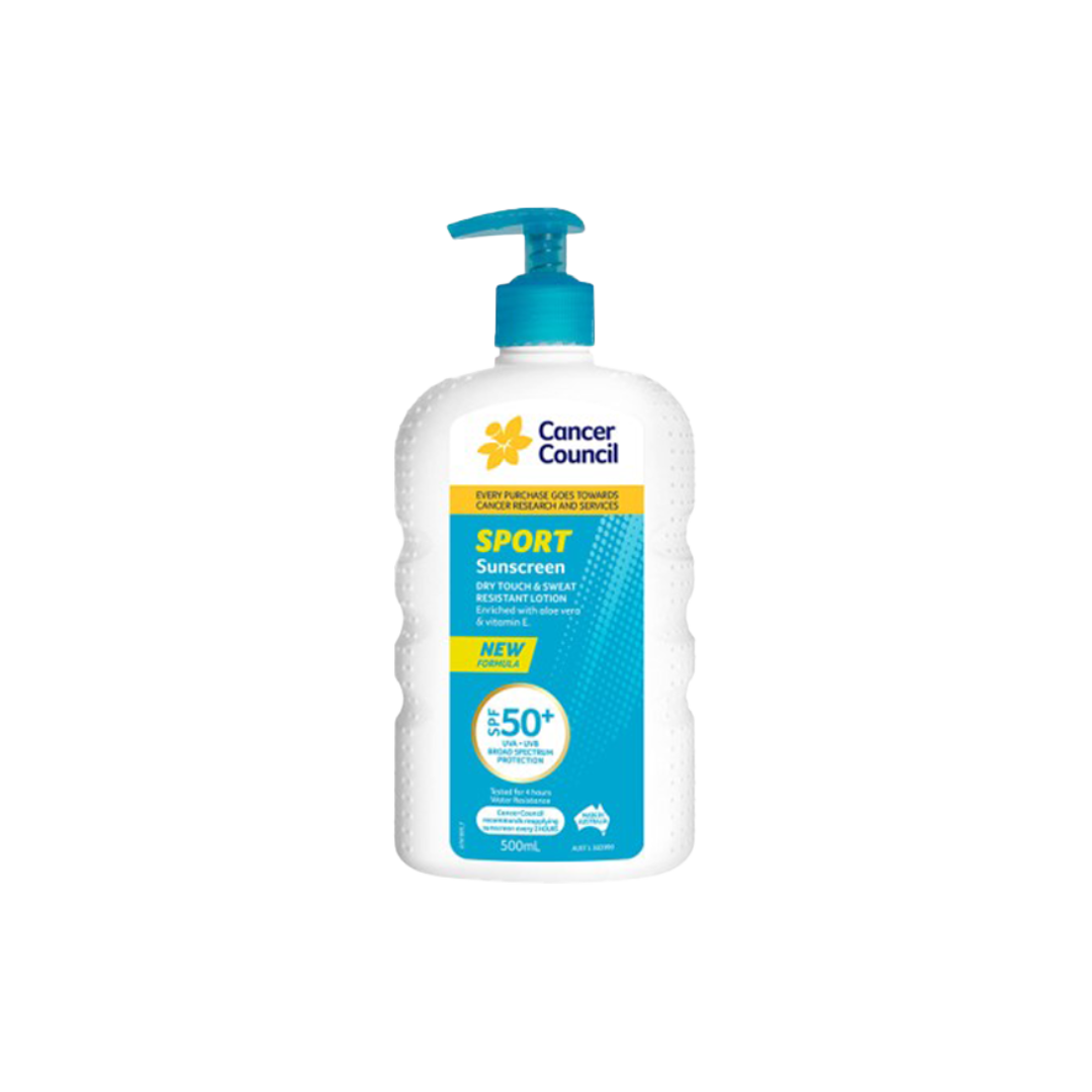 CANCER COUNCIL SPF50+ Sport Sunscreen Pump 500mL (Box of 12)- Personal Protection - PPE - NDIS