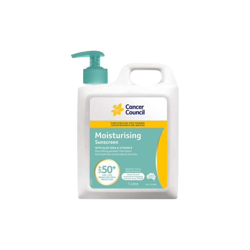 The CANCER COUNCIL SPF50+ Moisturising Sunscreen Pump 1L