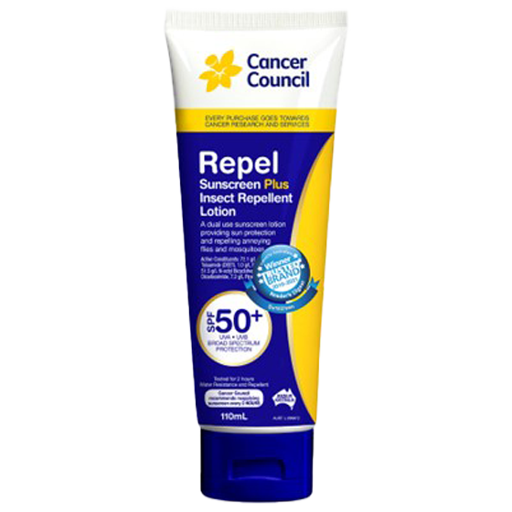 CANCER COUNCIL SPF50+ Repel Sunscreen+Insect Repellent Tube 110mL (Box of 24)