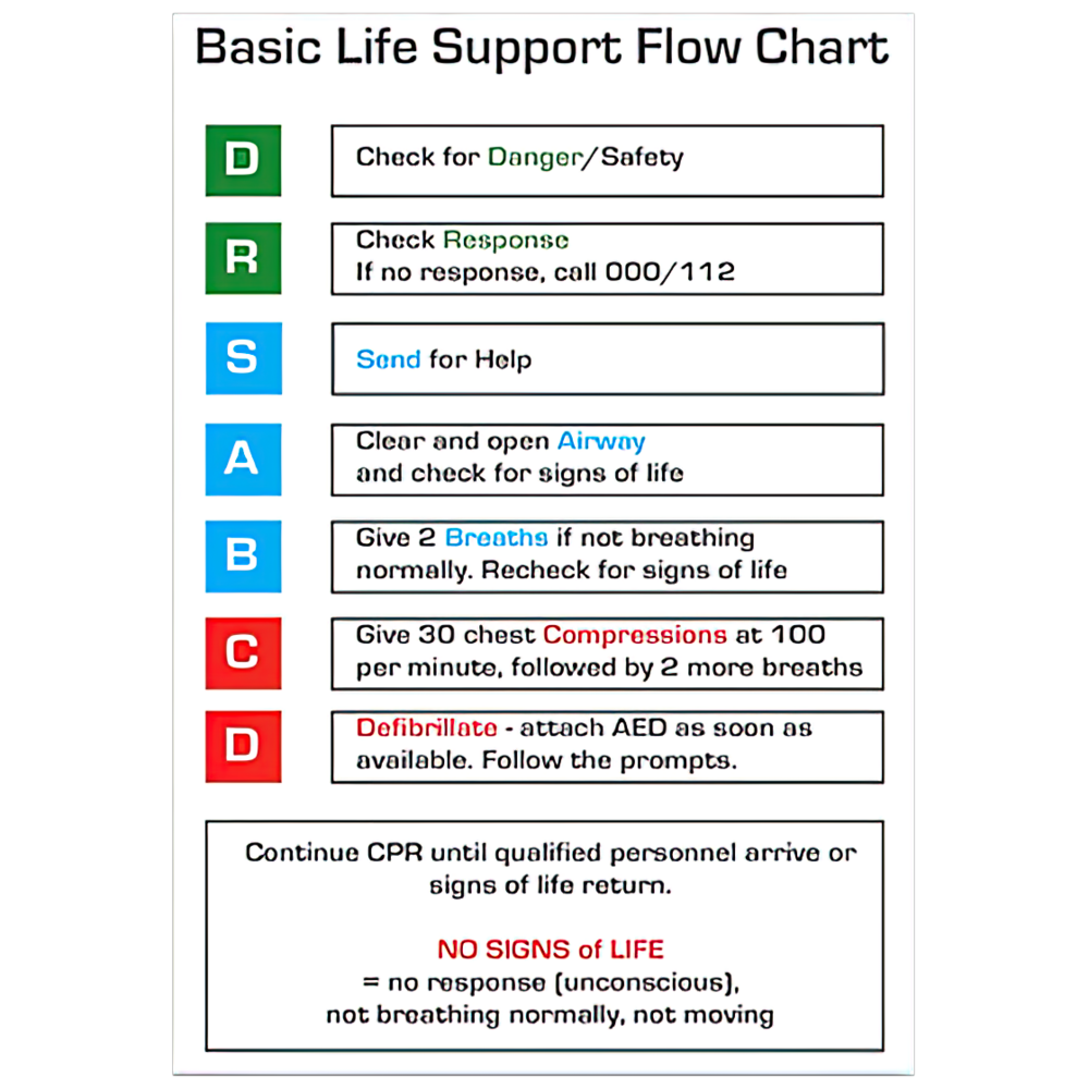 AEROGUIDE CPR Flow Chart Card 10 x 14cm (Box of 100)