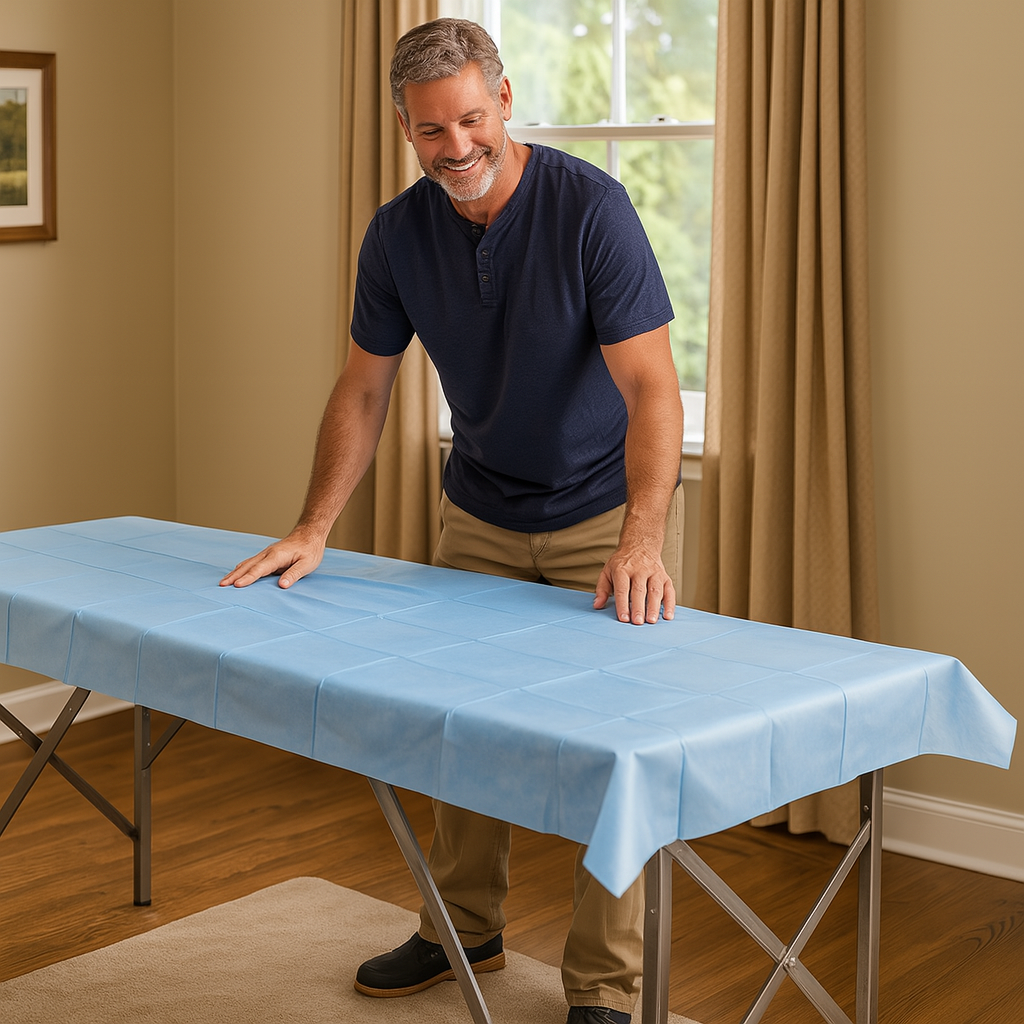 Stretcher/Modesty  Light Sheet Disp 200 x 70cm 40gsm L/Blue P10