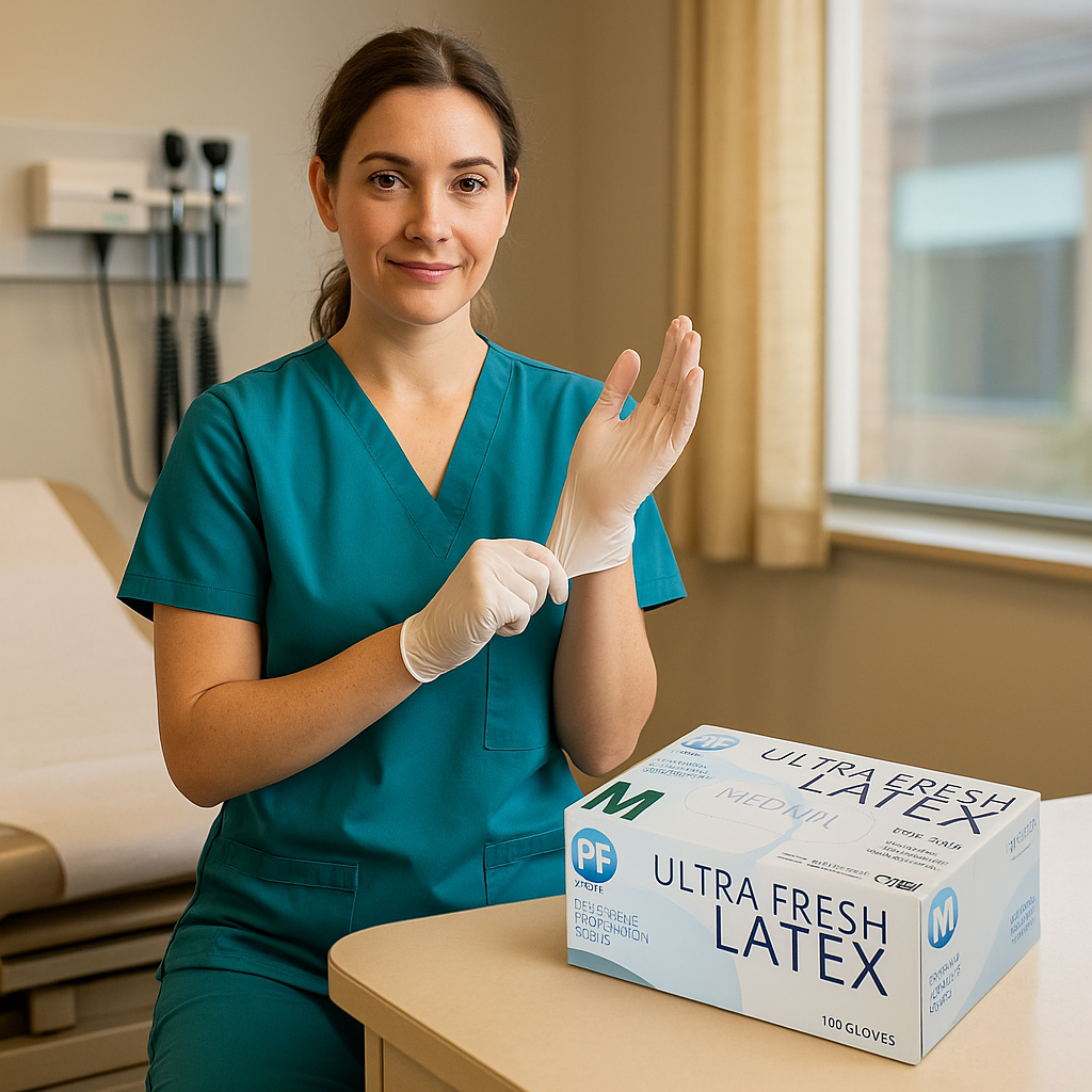Latex Gloves P/F 10x100's - Medium