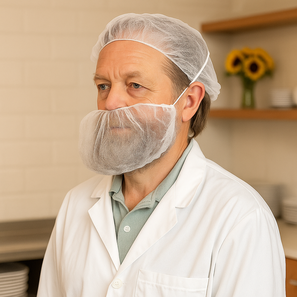 Beard Cover Disposable White Ear Loop L/Free B100