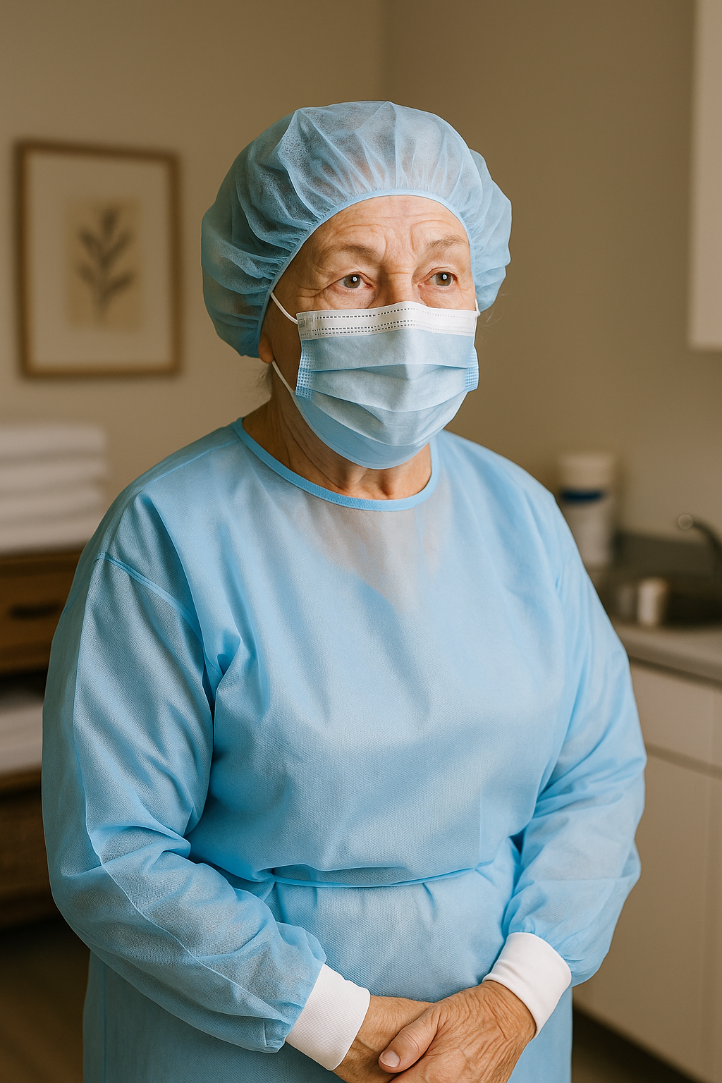 Gown Elastic Cuff Non-Sterile Waterproof Blue