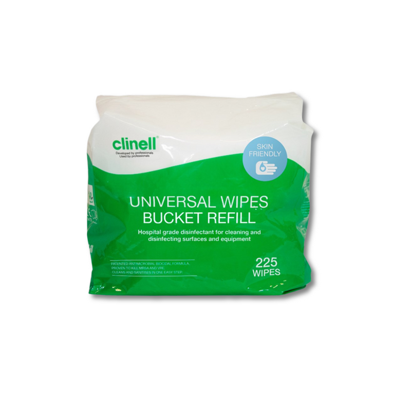 The Clinell Universal Sanitising Wipes Hospital Grade 225 Refill
