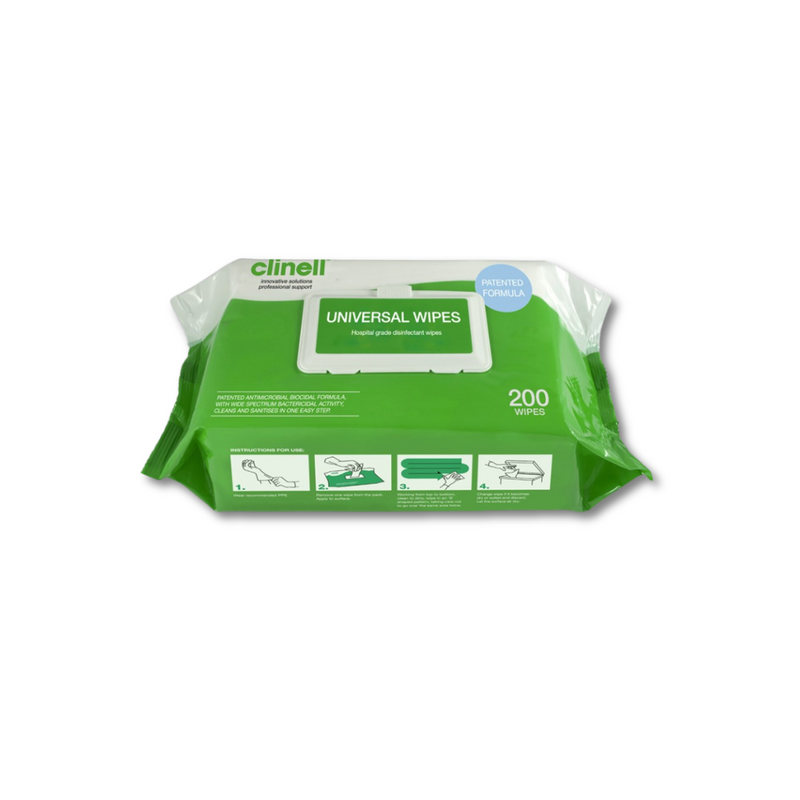 The Clinell Universal Sanitising Wipes Hospital Grade P200