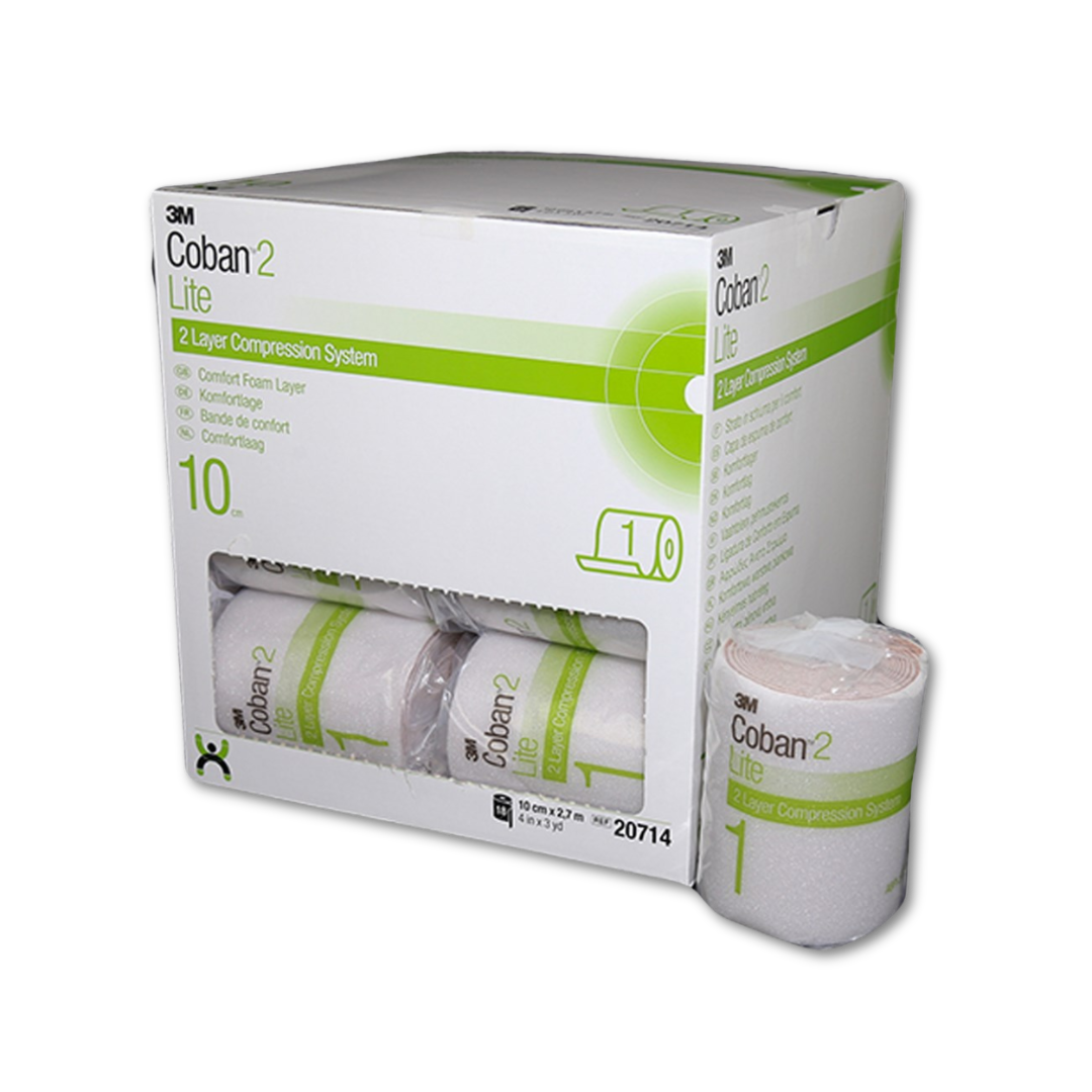 Coban 2 Layer Lite Comfort Foam Compression Bandage 10cm x 2.7m 20714