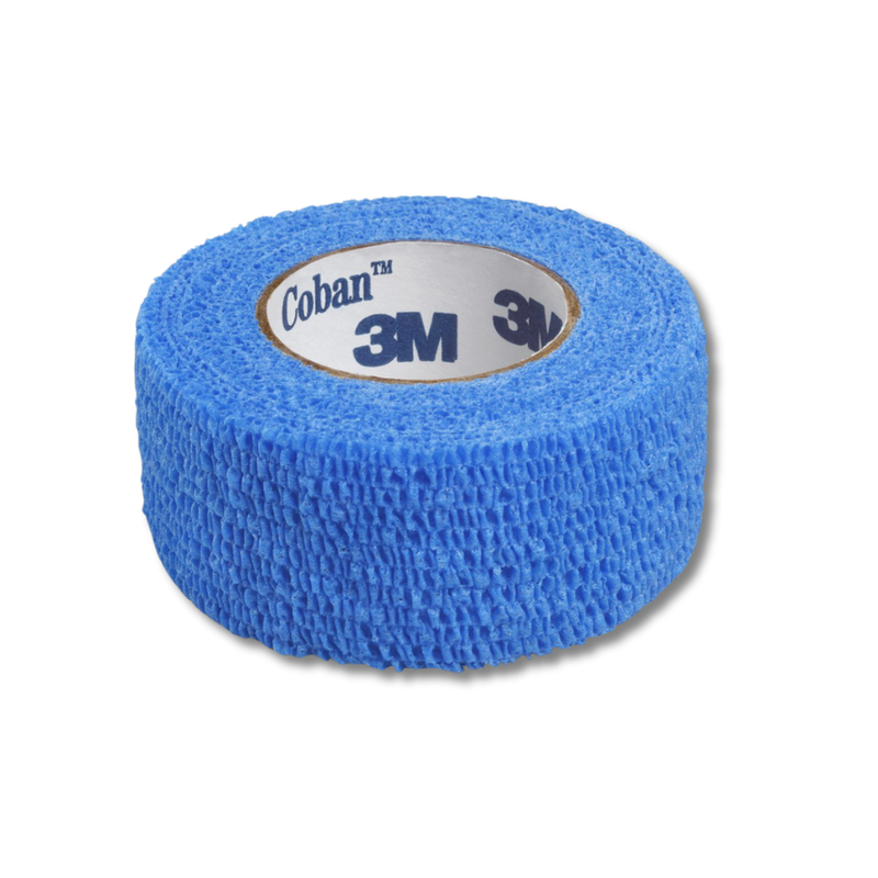 The Coban Cohesive Bandages 25mm x 2m Blue 1581B