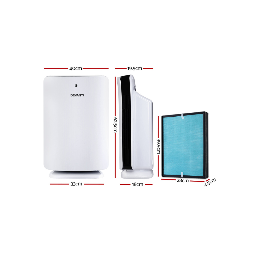 Devanti Air Purifier Freshener Carbon HEPA Filter Home Office Odour Cleaner- Appliances - NDIS
