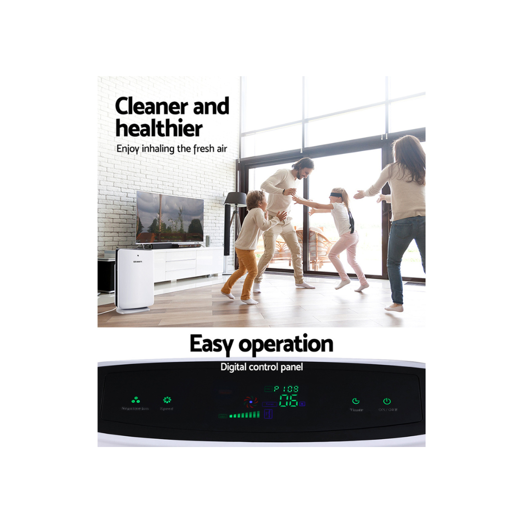 Devanti Air Purifier Freshener Carbon HEPA Filter Home Office Odour Cleaner- Appliances - NDIS

