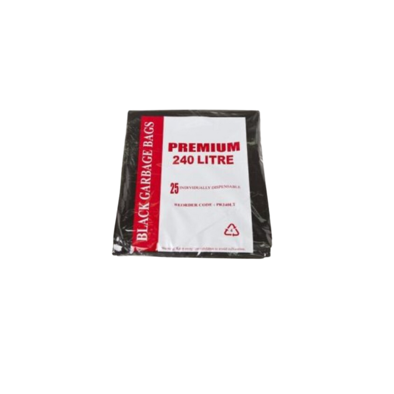 The Heavy Duty Garbage Bags Black 240L 4x25's