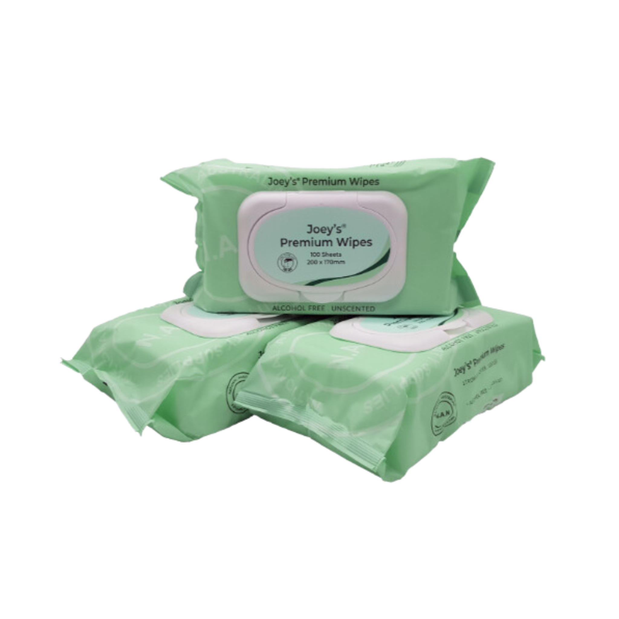 Joey Premium Wet Wipes Unscented Alc Free with Lid 12x100's