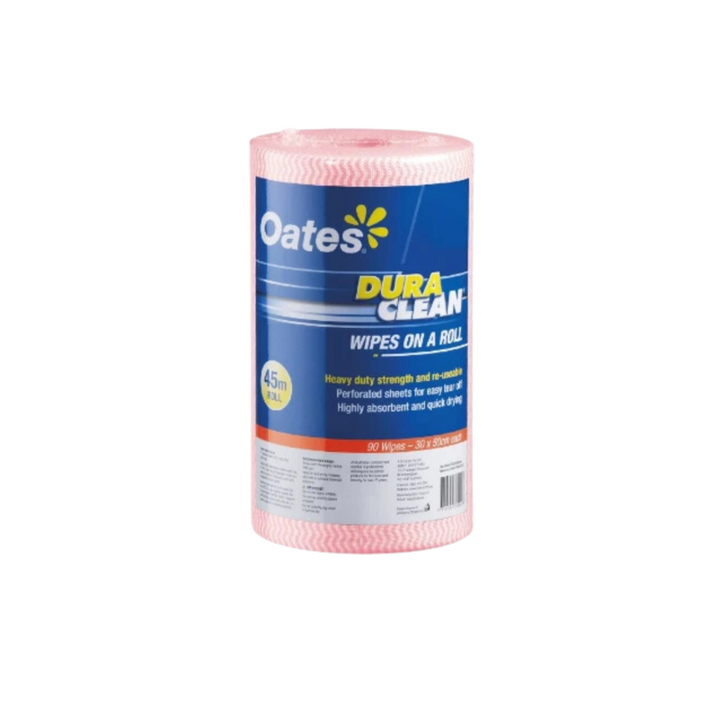 The Oates DuraClean Roll 90 Wipes – Red