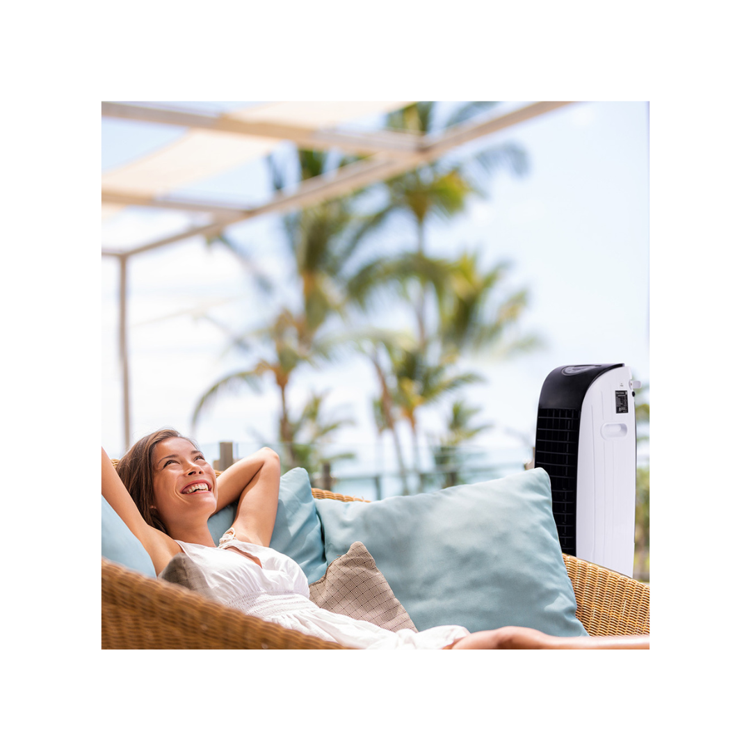 POLYCOOL 6L Evaporative Air Cooler Portable Household Fan, Purifier, Humidifier, Remote Control, White and Black- Appliances - NDIS
