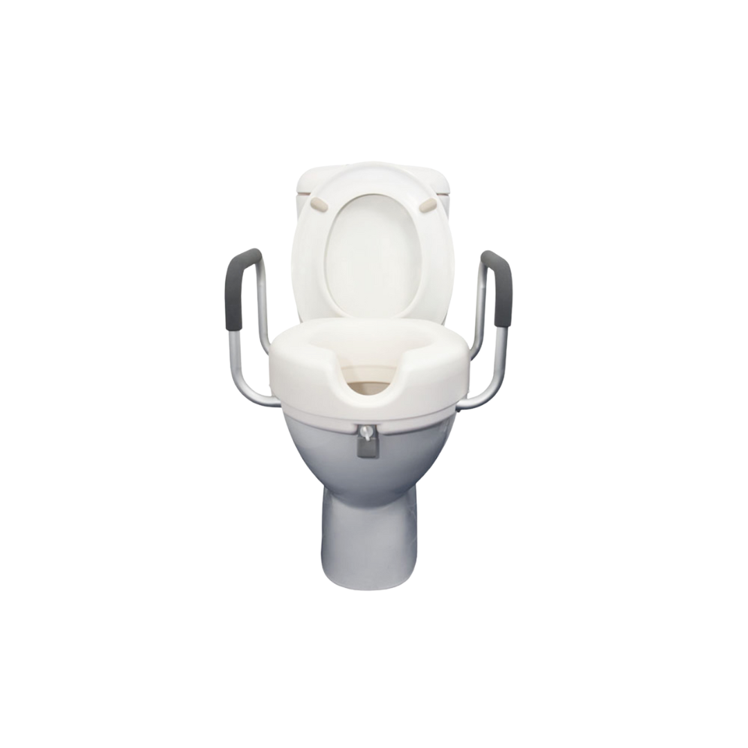 Raised Toilet Seat with Armrests 5cm - Bathroom Aids - NDIS