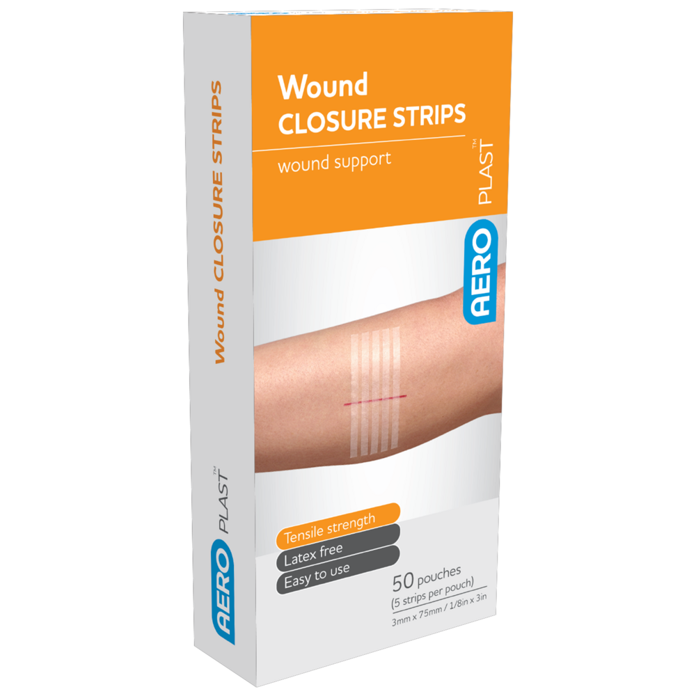 AEROPLAST Wound Closure Strips 3 x 75mm 5 strips/card (50 Cards Of 5) Box/250