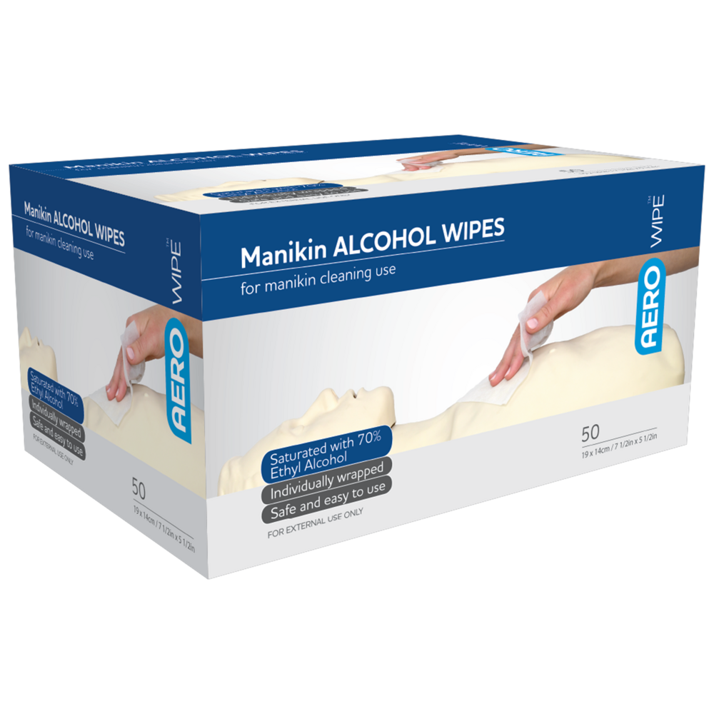 AEROWIPE 70% Ethyl Alcohol Manikin Swab 19 x 14cm Box/50