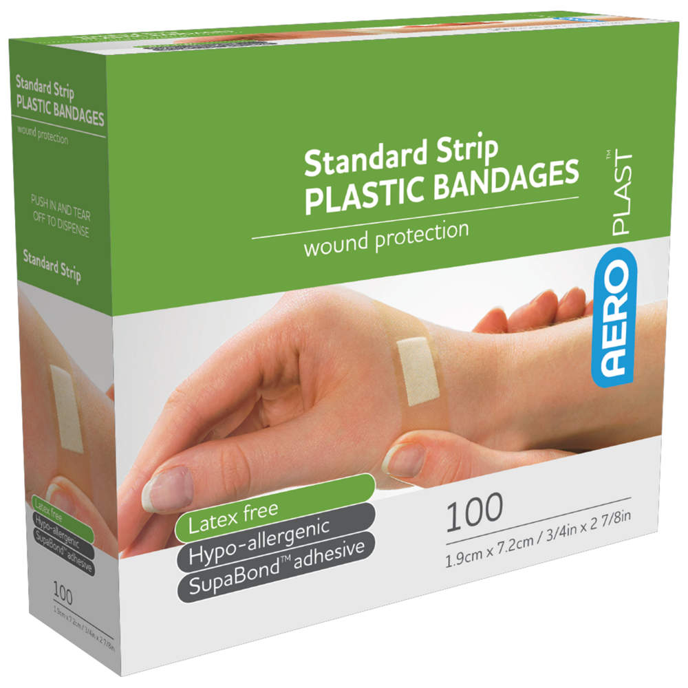 AEROPLAST Plastic Standard Strip 7.2 x 1.9cm Box/100 Min order x 12