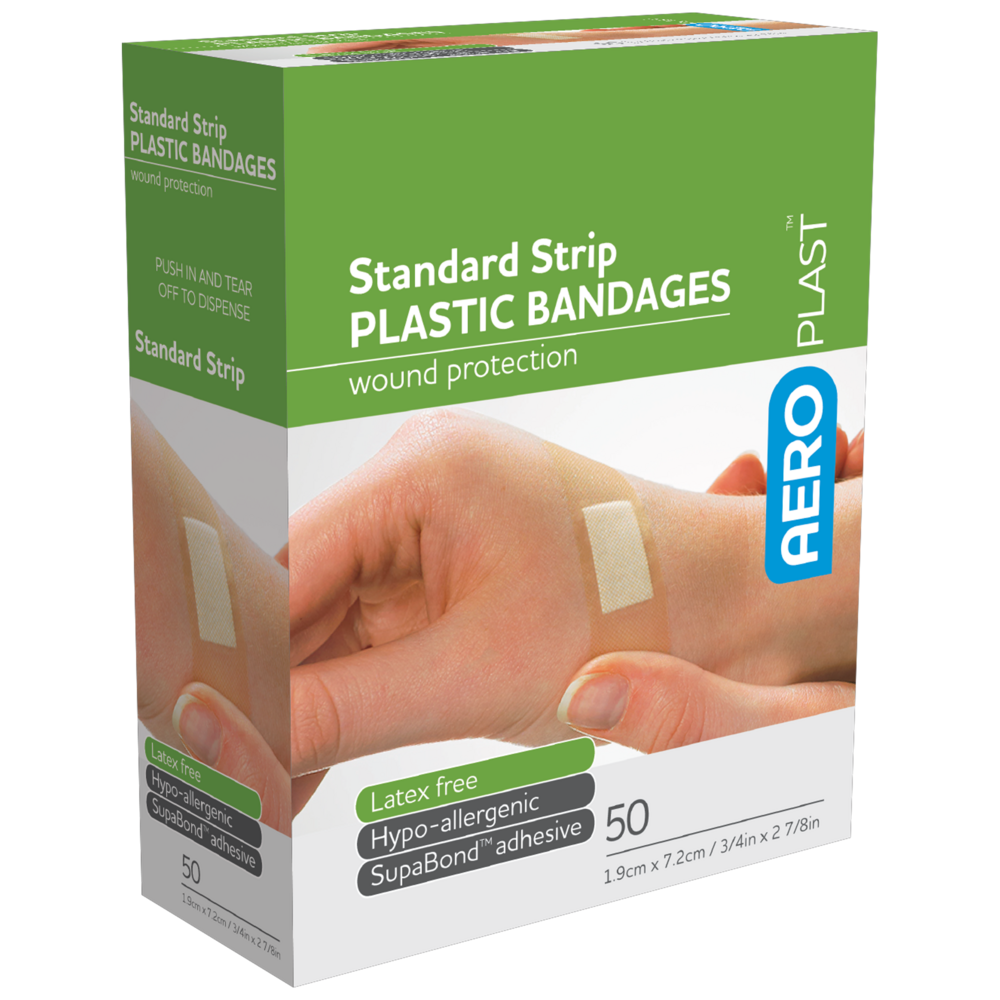 AEROPLAST Plastic Standard Strip 7.2 x 1.9cm Box/50 Min order x 12