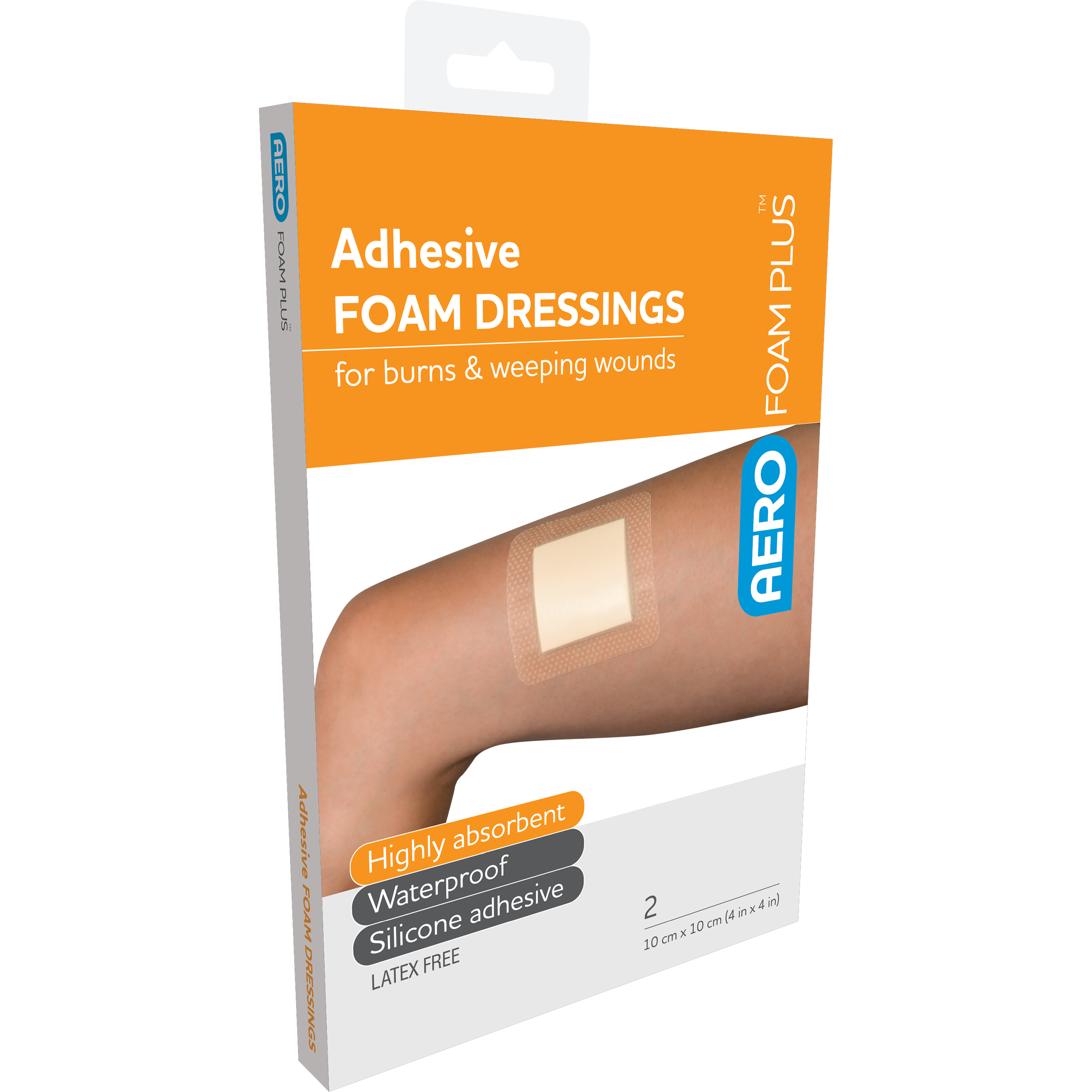 AEROFOAM PLUS Adhesive Foam Dressings 10 x 10cm Box/2