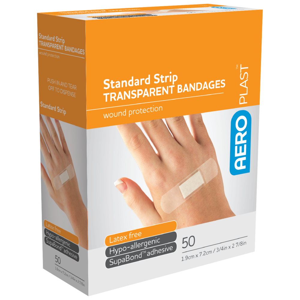 AEROPLAST Transparent Standard Strip 7.2 x 1.9cm Box/50 Min Order: 12