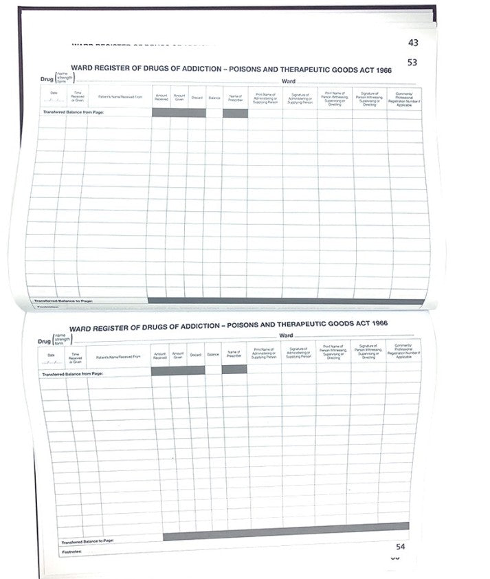 Controlled Drug Register Book NSW Only