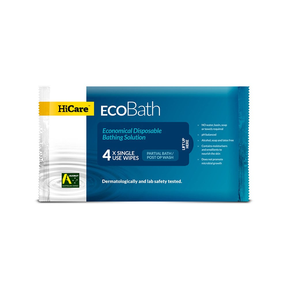 Hicare Eco Bath Wipes Resealable 4 Cloth Packs HCEB450