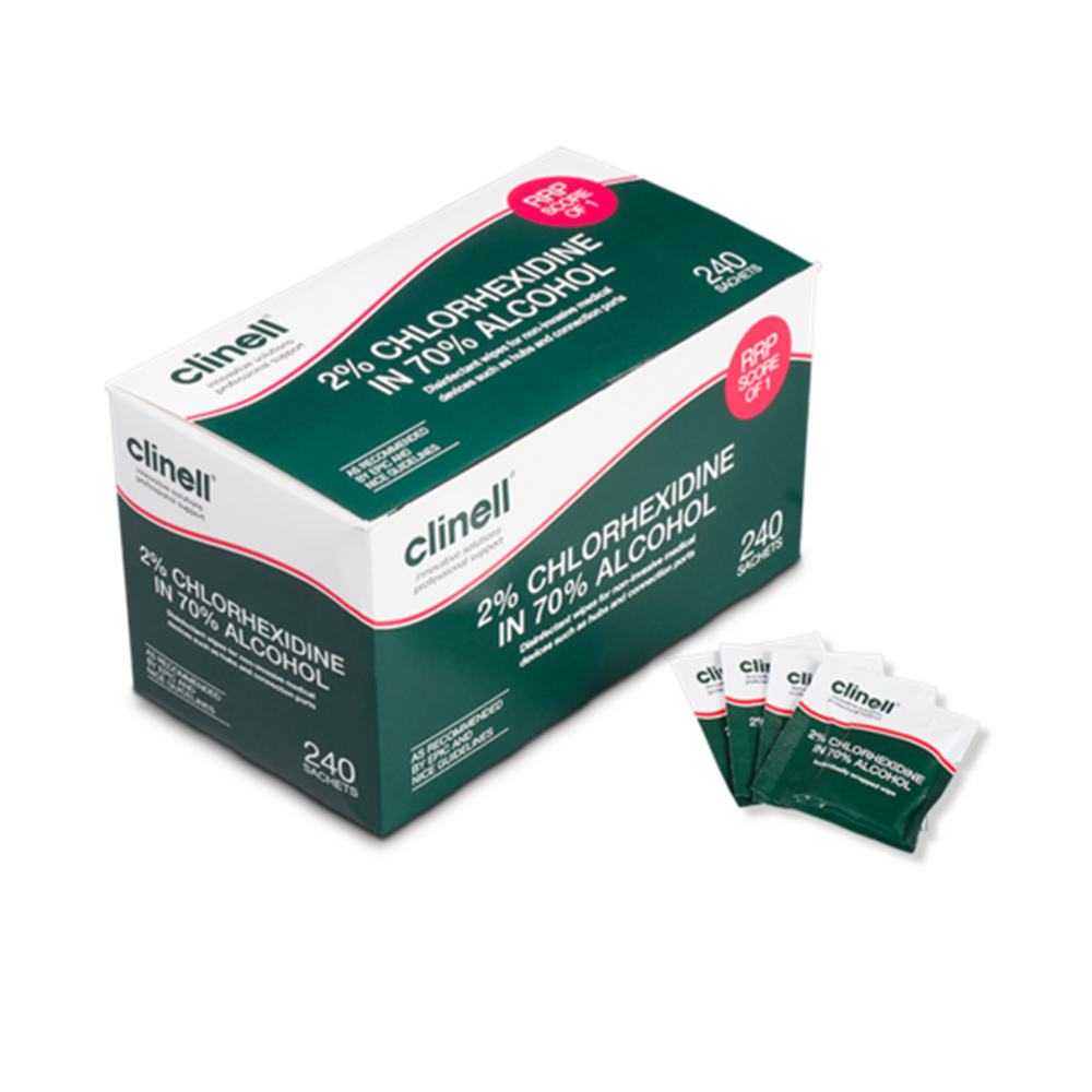 Clinell Alcohol 2% Chorhexidine Wipes 240 Ct18