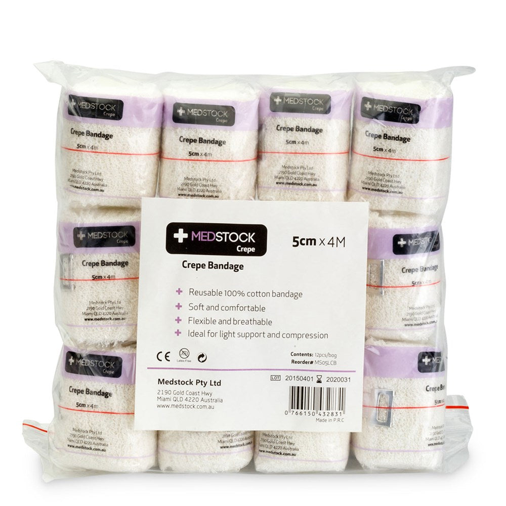 Medstock 100% Cotton Light Crepe Bandage 5cm x 1.6m