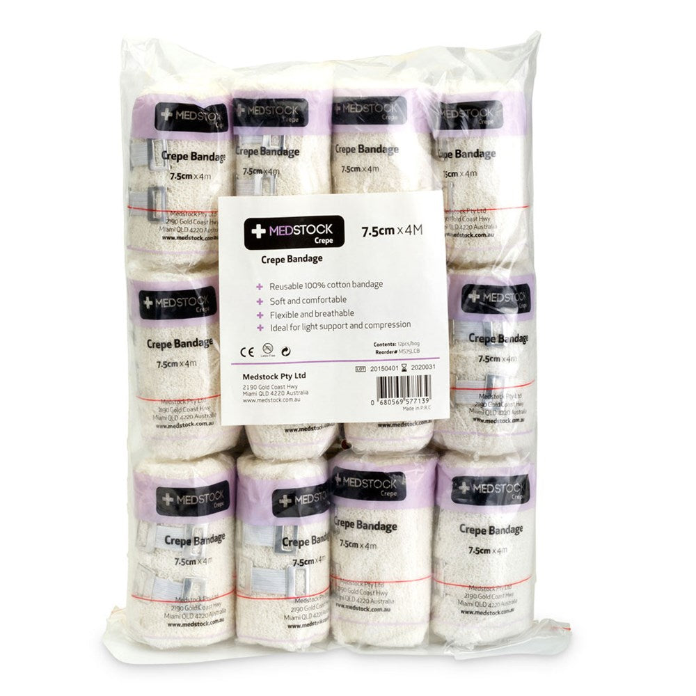 Medstock 100% Cotton Light Crepe Bandage 7.5 x 1.6m