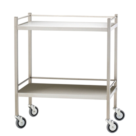 Medium Stainless Steel Trolley with Rails 80 x 50 x 97cm