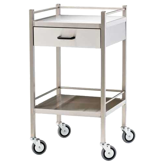 Medium Stainless Steel Trolley with Drawer 60 x 50 x 97cm